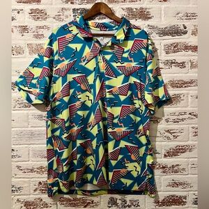 Cabana By Crown & Ivy Polo Shirt Golf Abstract Geometric Shapes Size XL
